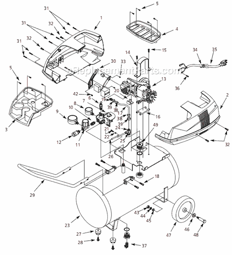 Page A Diagram and Parts List for FP2200 2002 Campbell Hausfeld Compressor